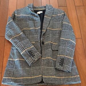 LOFT Women's Plaid Blazer - Black, White, and Tan